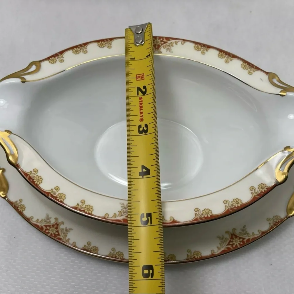 Noritake China Cardinal Rose Gravy Sauce Boat w Attached Tray Occupied Japan